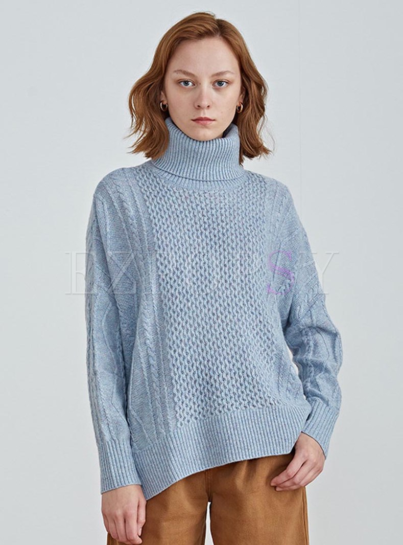 Turtleneck Wool Pullover Loose Sweater