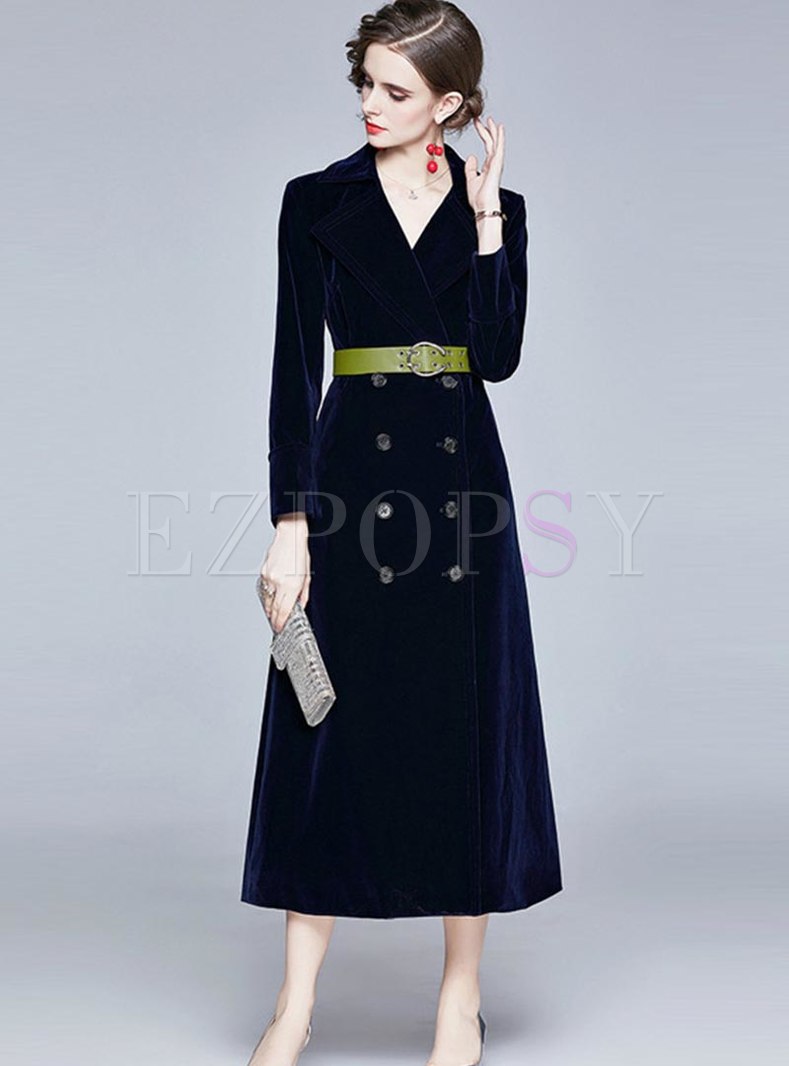 Dresses | Maxi Dresses | Lapel Double-breasted Belted Maxi Coat Dress