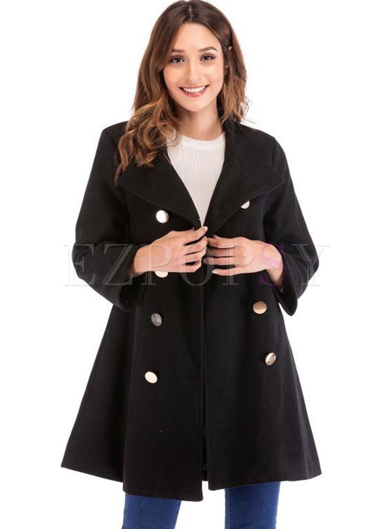 3/4 Sleeve Double-breasted A Line Peacoat