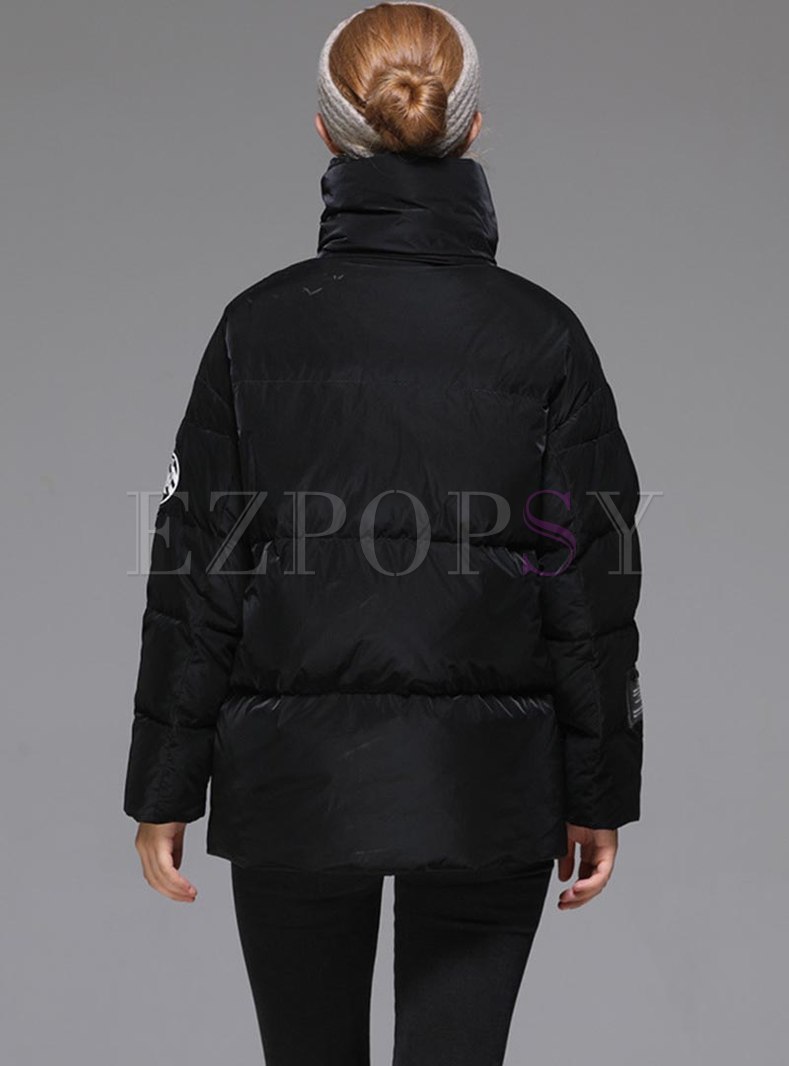 Download Outwear | Down Coats | Mock Neck Front Zip Loose Puffer Jacket