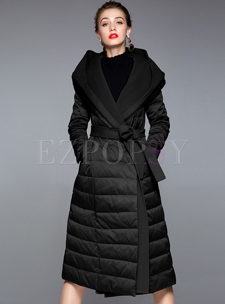 Hooded Wrap Thicken Long Puffer Coat