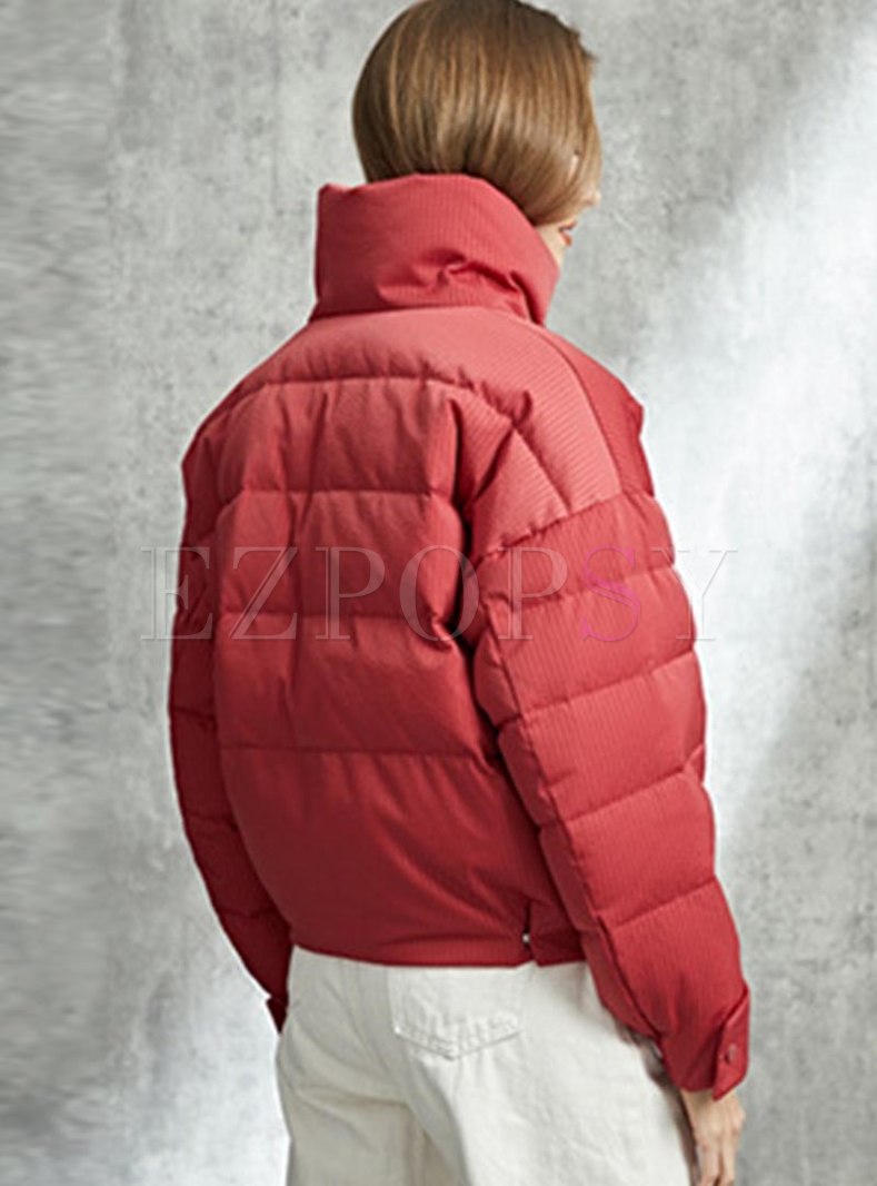 Download Outwear | Down Coats | Mock Neck Loose Short Puffer Jacket