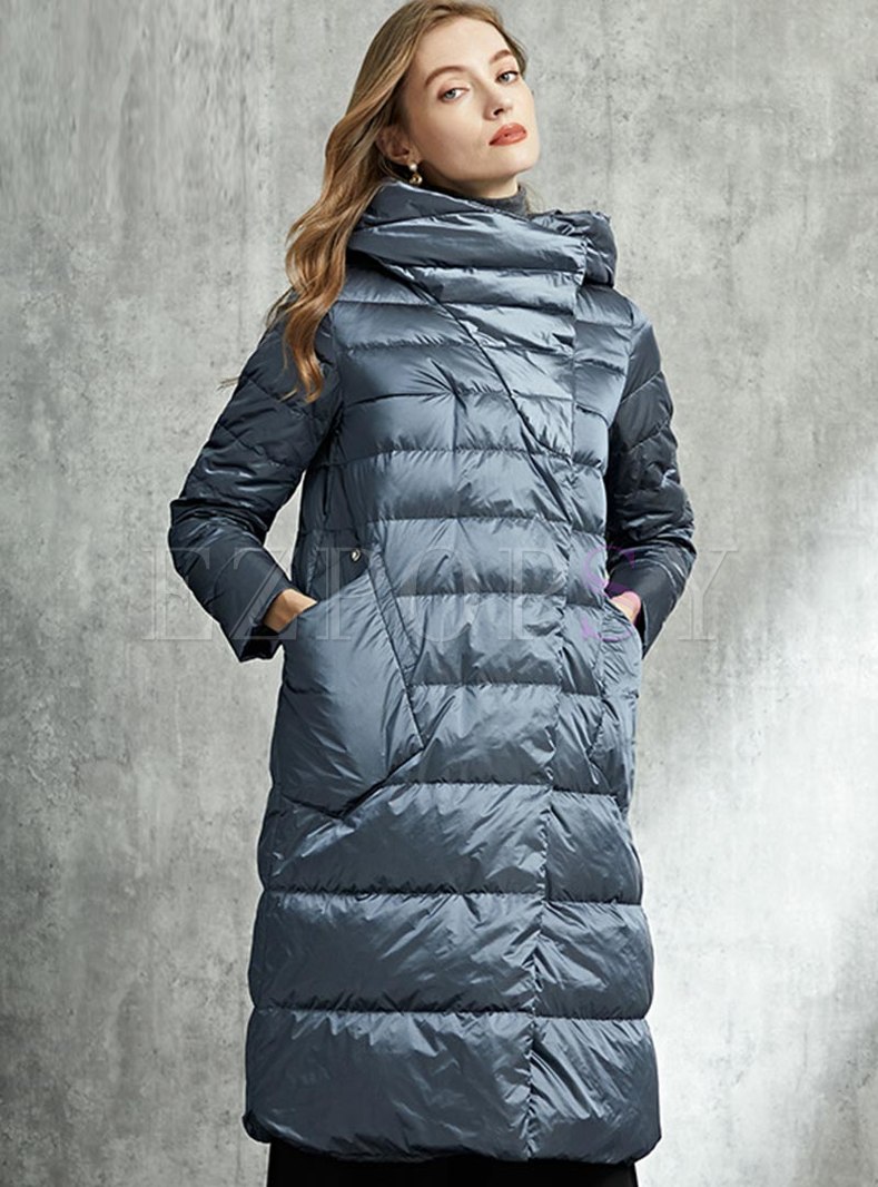 Outwear | Down Coats | Hooded Knee-length Straight Puffer Coat