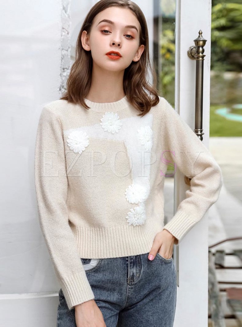 Long Sleeve Pullover Short Sweater