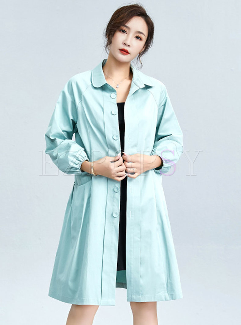 Turn Down Collar A Line Cotton Trench Coat