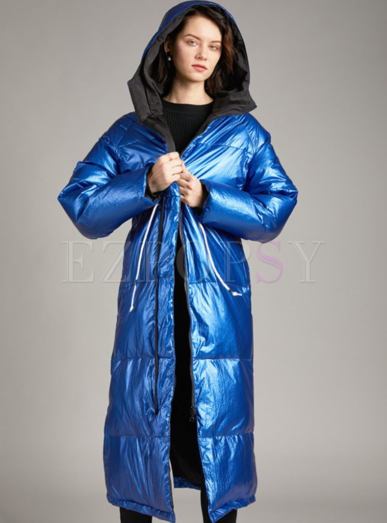 Outwear | Down Coats | Removable Hooded Drawstring Long Puffer Coat