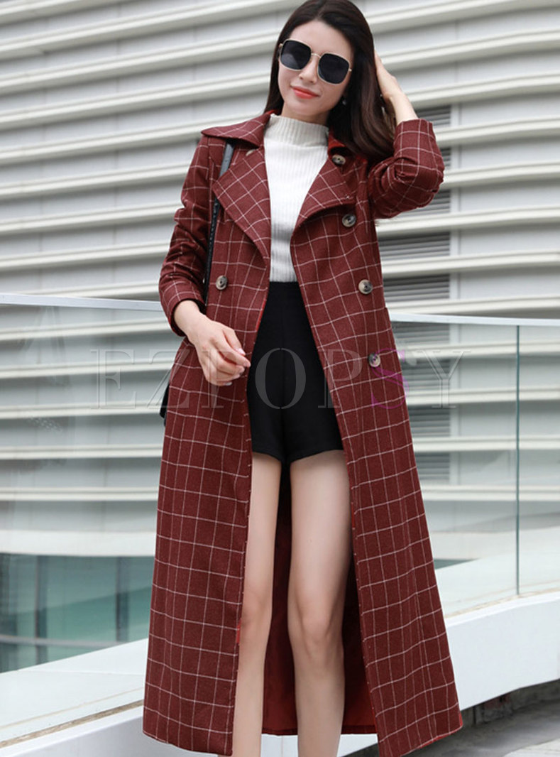 Outwear | Trench Coats | Plaid A Line Double-breasted Trench Coat