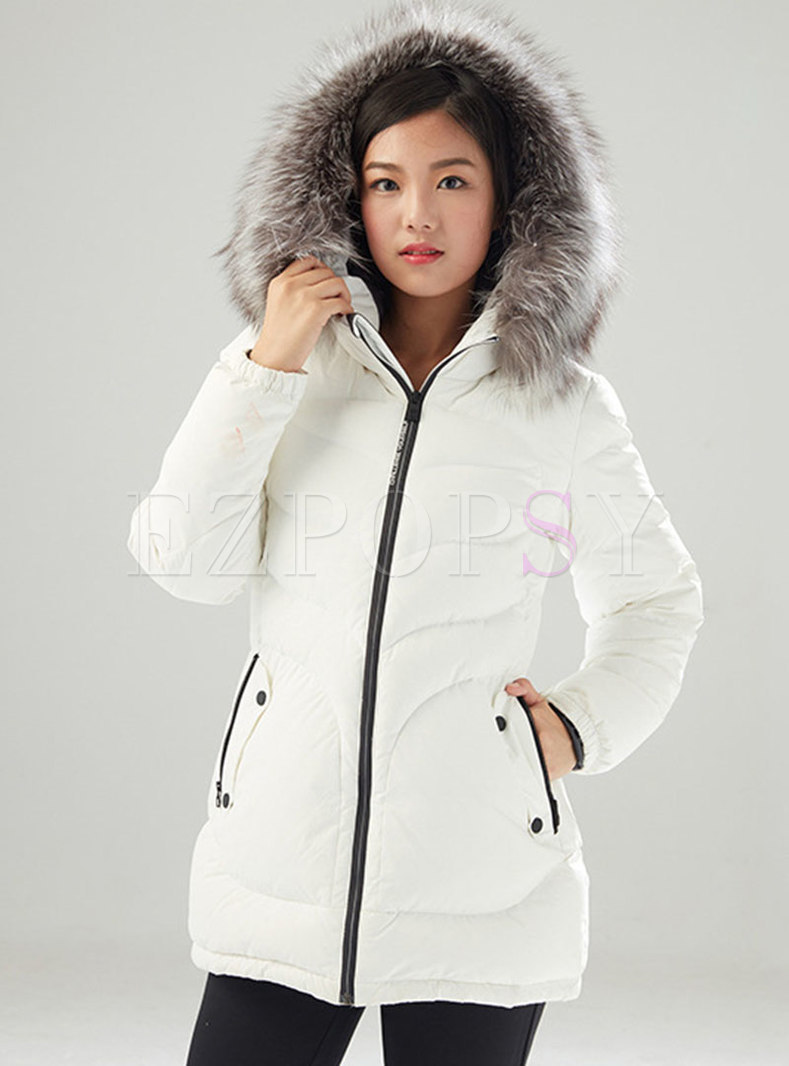 Faux Fur Hooded Slim Cotton Padded Coat