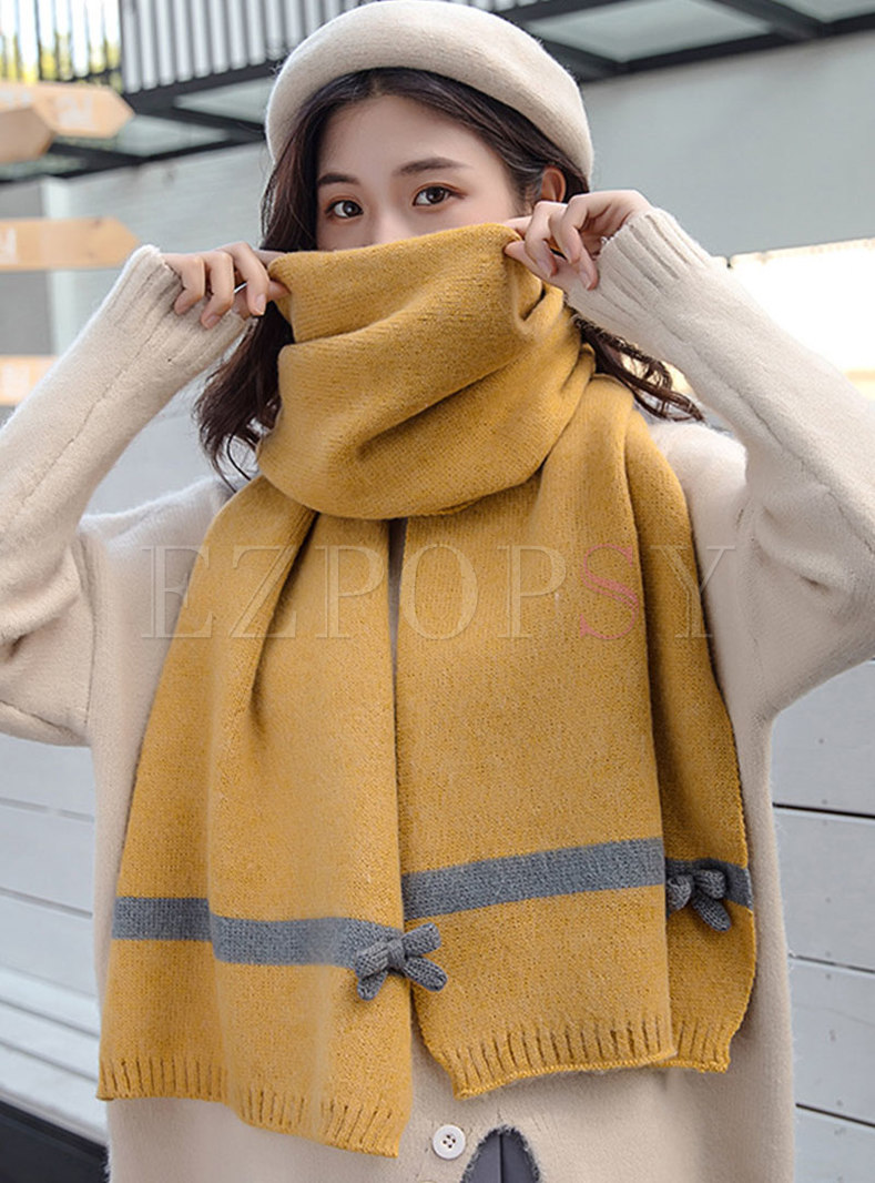 Accessories | Scarves & Wraps | Color-blocked Bowknot Thicken Winter Scarf