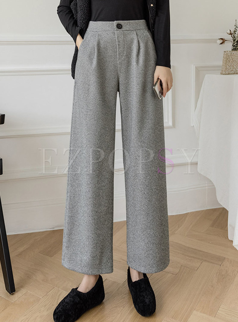 Solid Brief High Waisted Wide Leg Pants