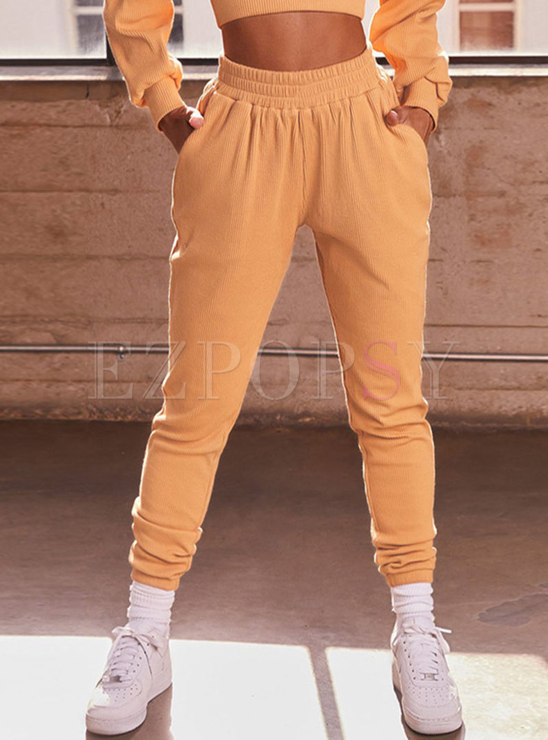 Casual High Waisted Fitness Long Pants