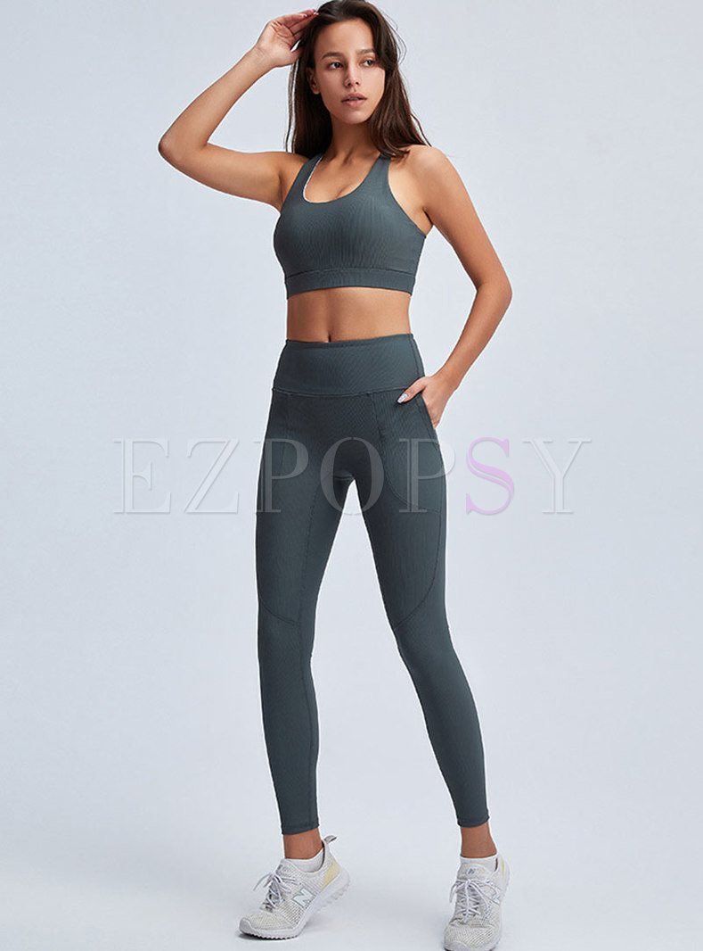 Scoop Neck High Waisted Yoga Tracksuit