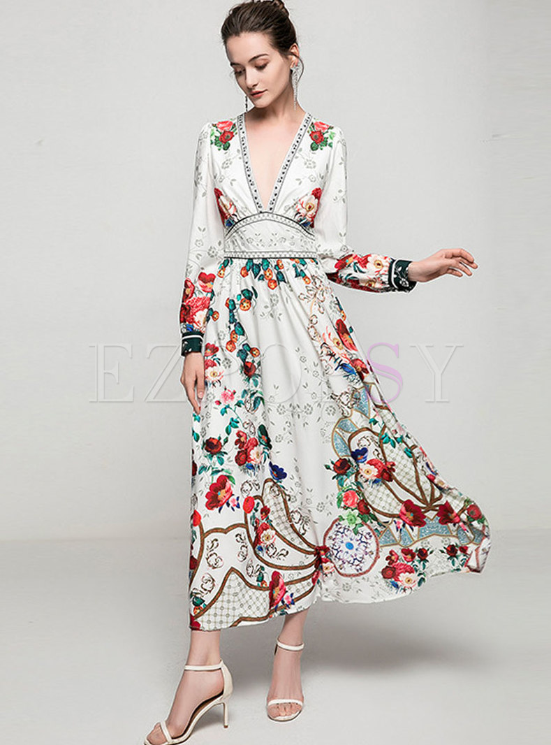 Dresses | Maxi Dresses | Bohemian Print Empire Waist Maxi Dress