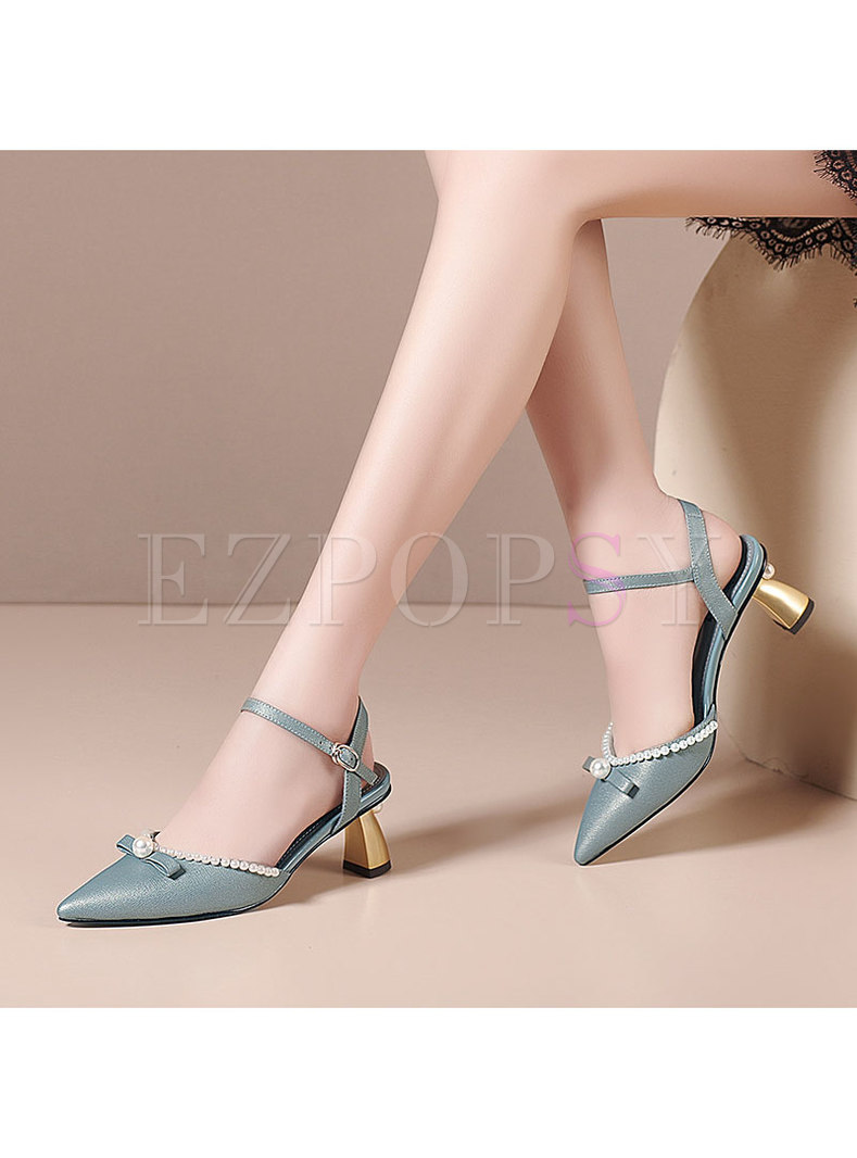 Pointed Toe Pearl High Heel Shoes