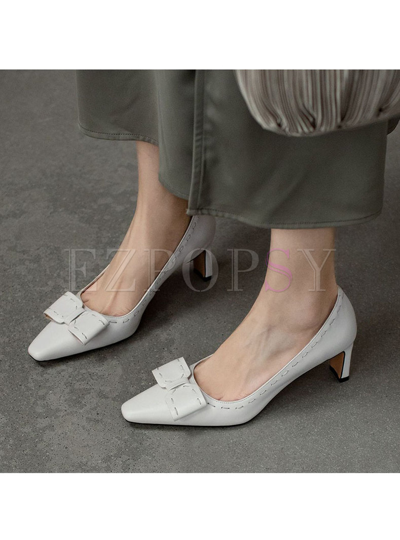 Retro Bowknot Low-fronted Wedding Heels