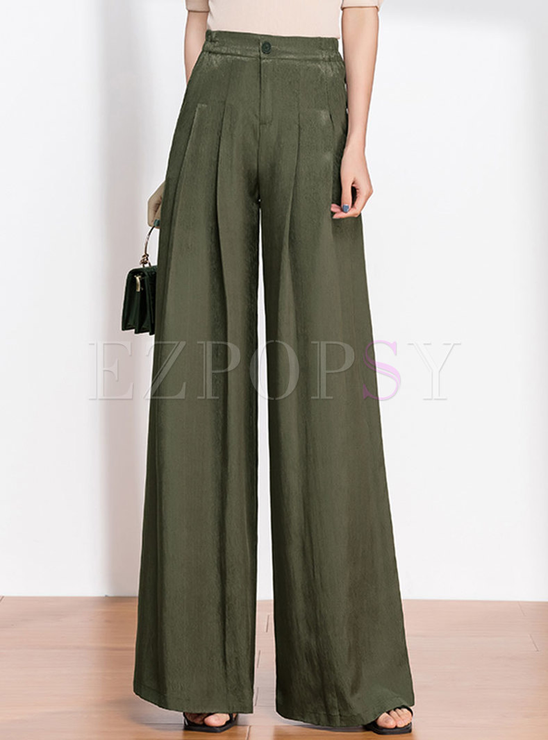 Casual Solid High Waisted Palazzo Pants