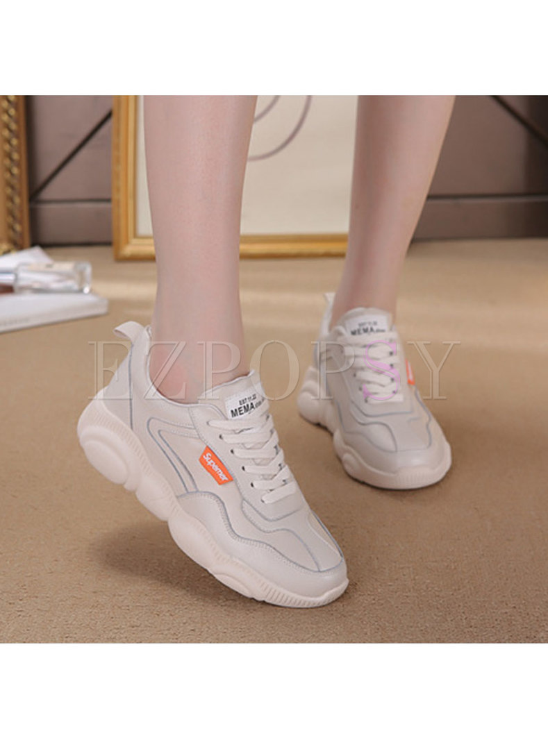 Rounded Toe Breathable Platform Sneakers
