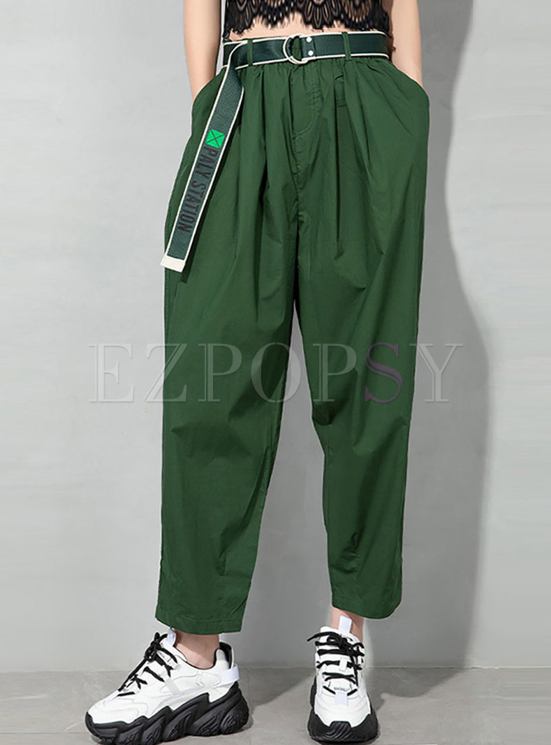 Plus Size Casual High Waisted Straight Pants