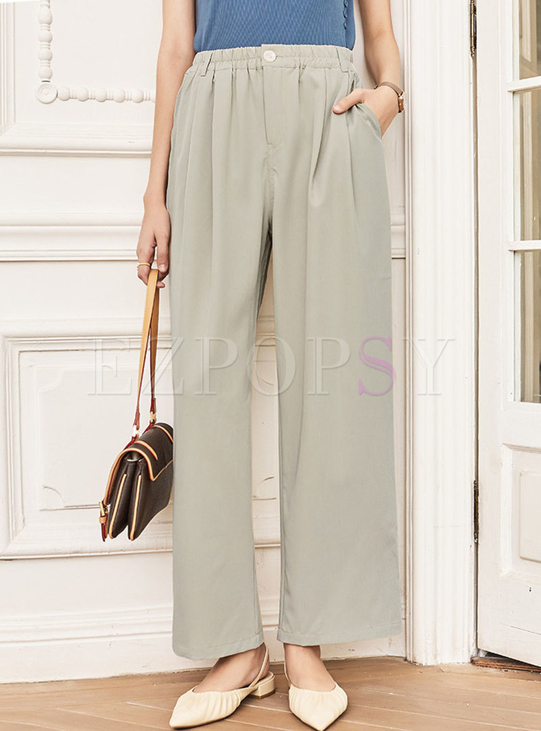 Casual Brief High Waisted Wide Leg Pants