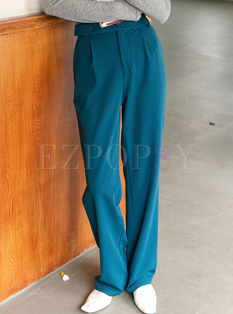 Casual High Waisted Long Straight Pants