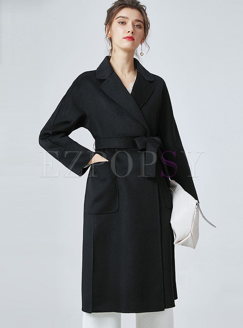 Lapel Double-cashmere Long Split Overcoat