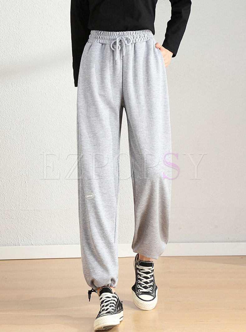 High Waisted Drawstring Track Joggers