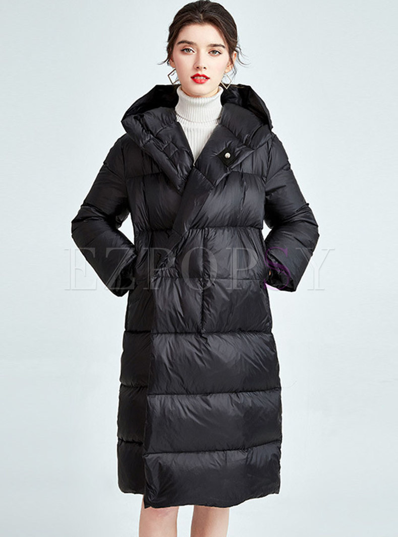 Hooded Double-breasted Loose Puffer Coat