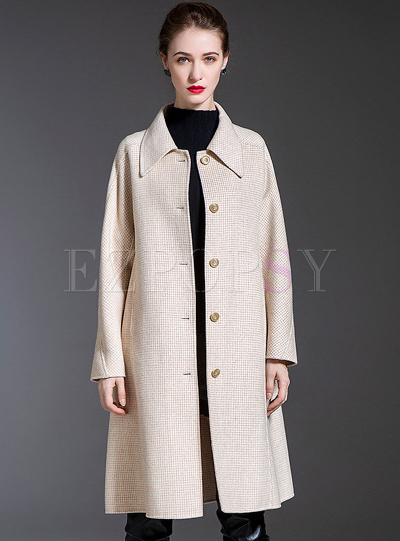 Houndstooth Double-cashmere Plus Size Overcoat