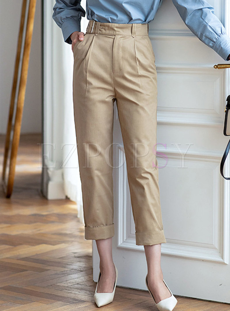 Casual High Waisted Cigarette Pants