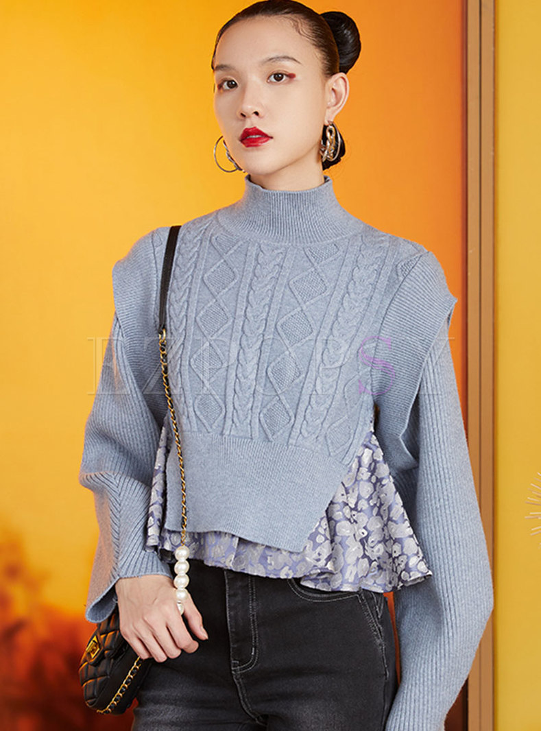 Retro Jacquard Pullover Cable-knit Short Sweater