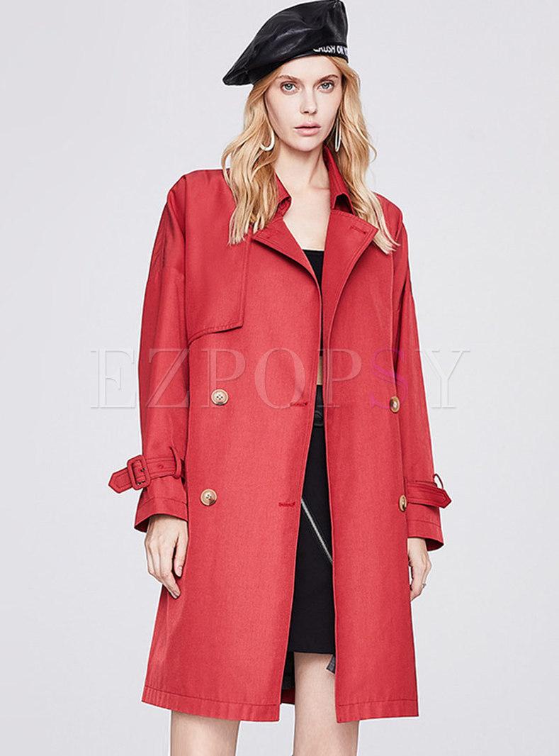 Long Sleeve Double-breasted Loose Trench Coat