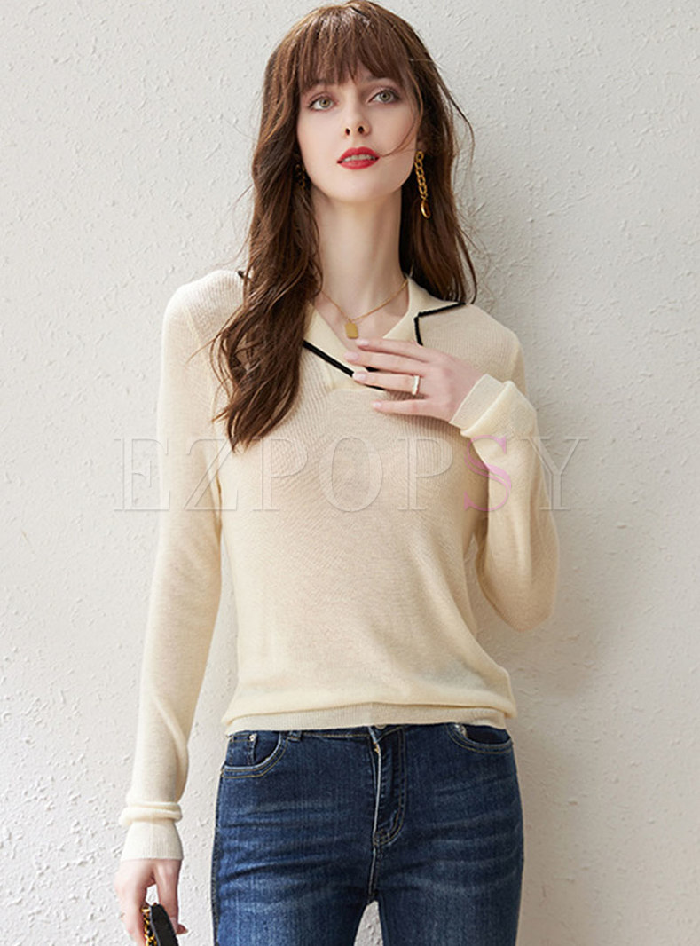 Long Sleeve Pullover Slim Short Sweater