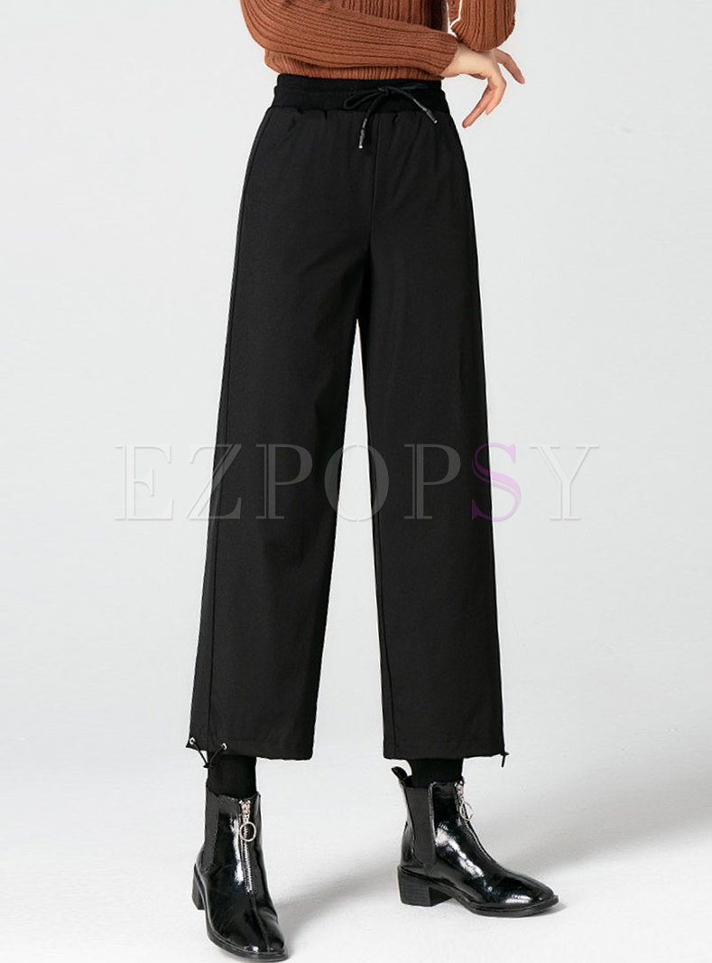 Brief High Waisted Black Straight Down Pants