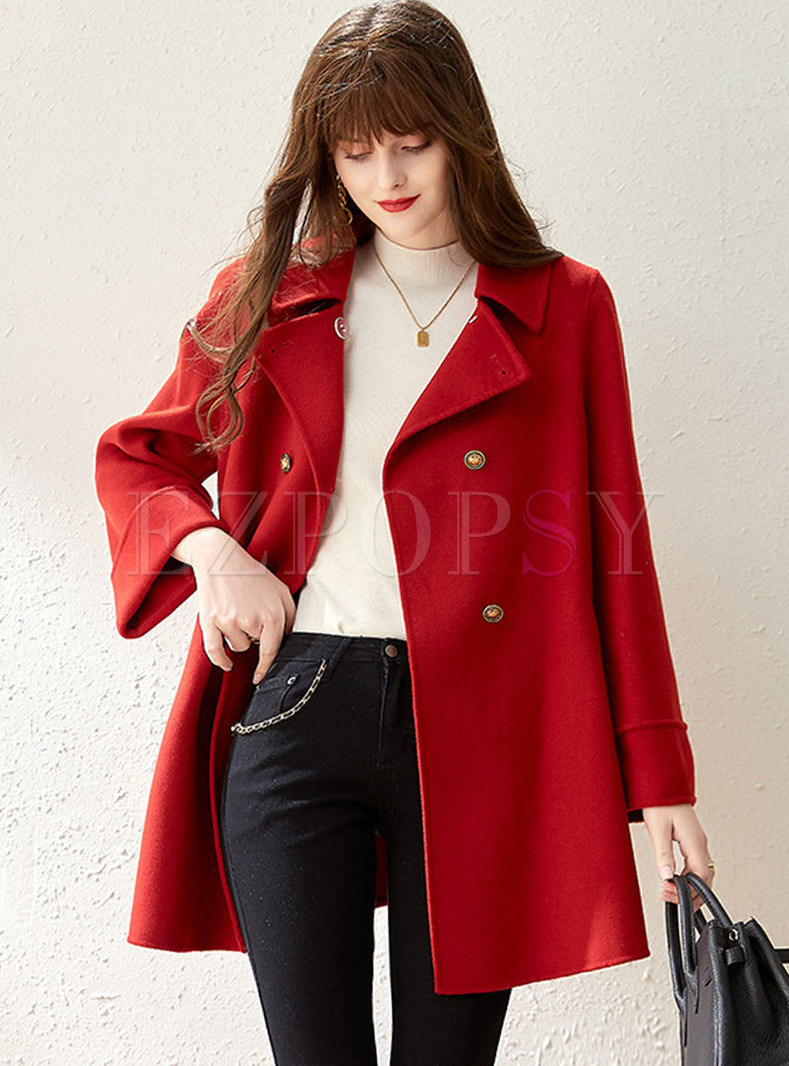 Double-breasted Wool Straight Peacoat