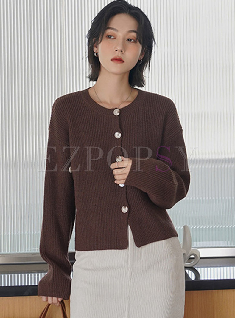 Long Sleeve Single-breasted Cardigan With Pullover Shawl