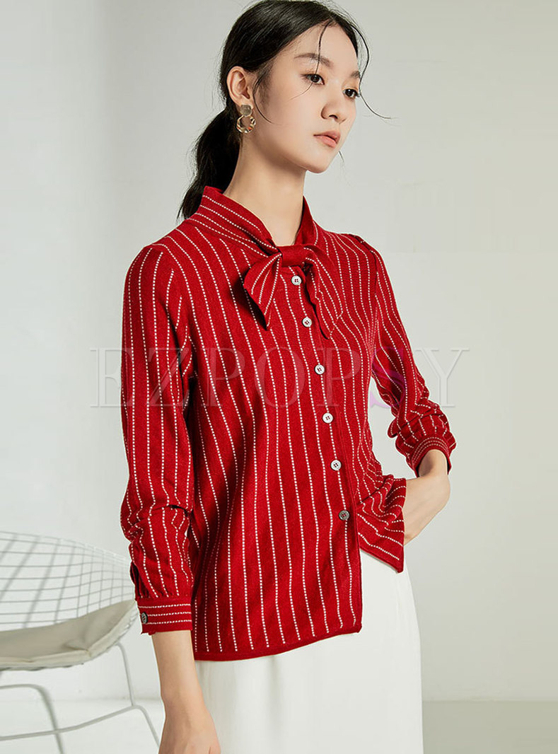 Long Sleeve Striped Single-breasted Sweater Cardigan