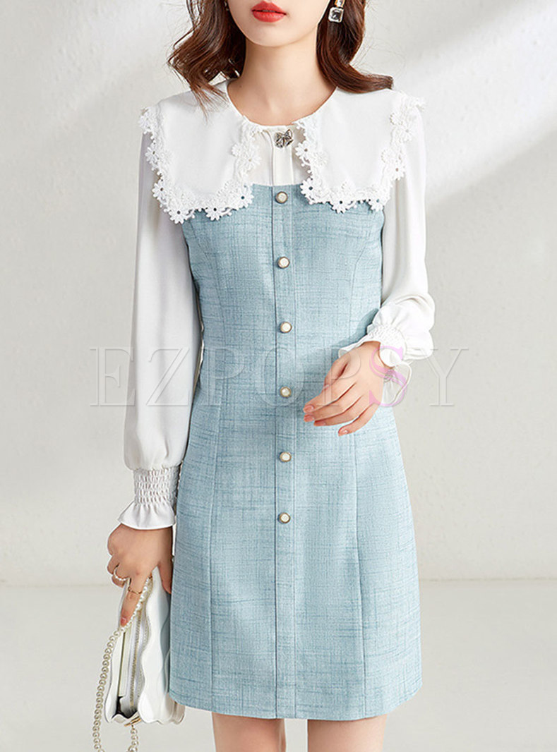 Long Sleeve Patchwork Mini Bodycon Dress