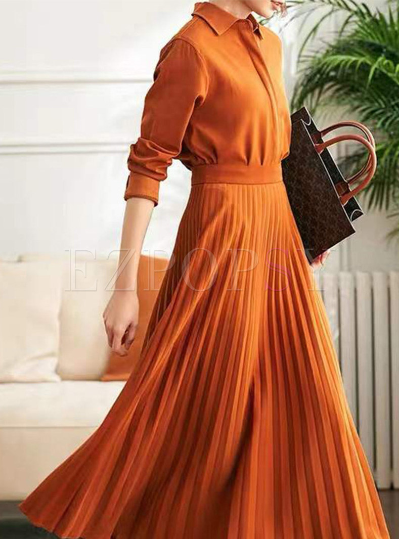 Vintage Long Sleeve Flare Swing Maxi Dresses