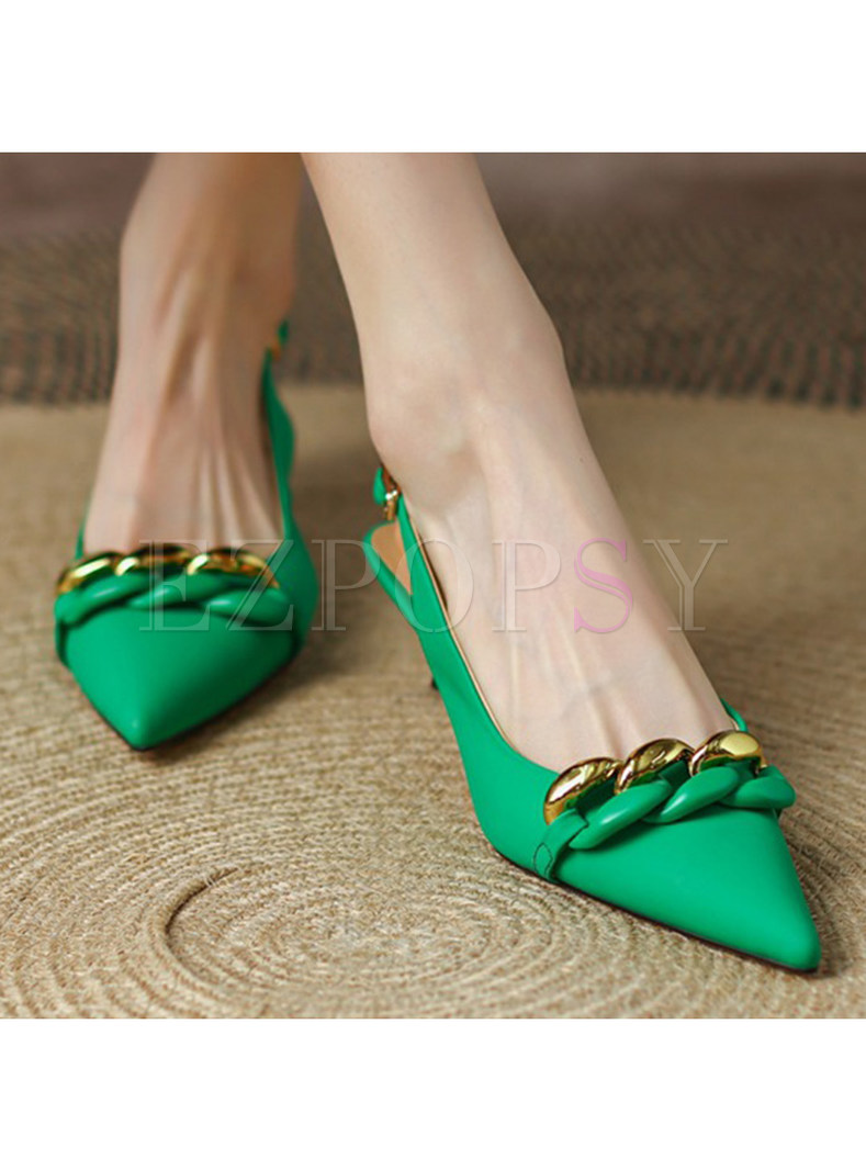 Women's Ankle Heeled Sandals Satin Pointy Toe Heels