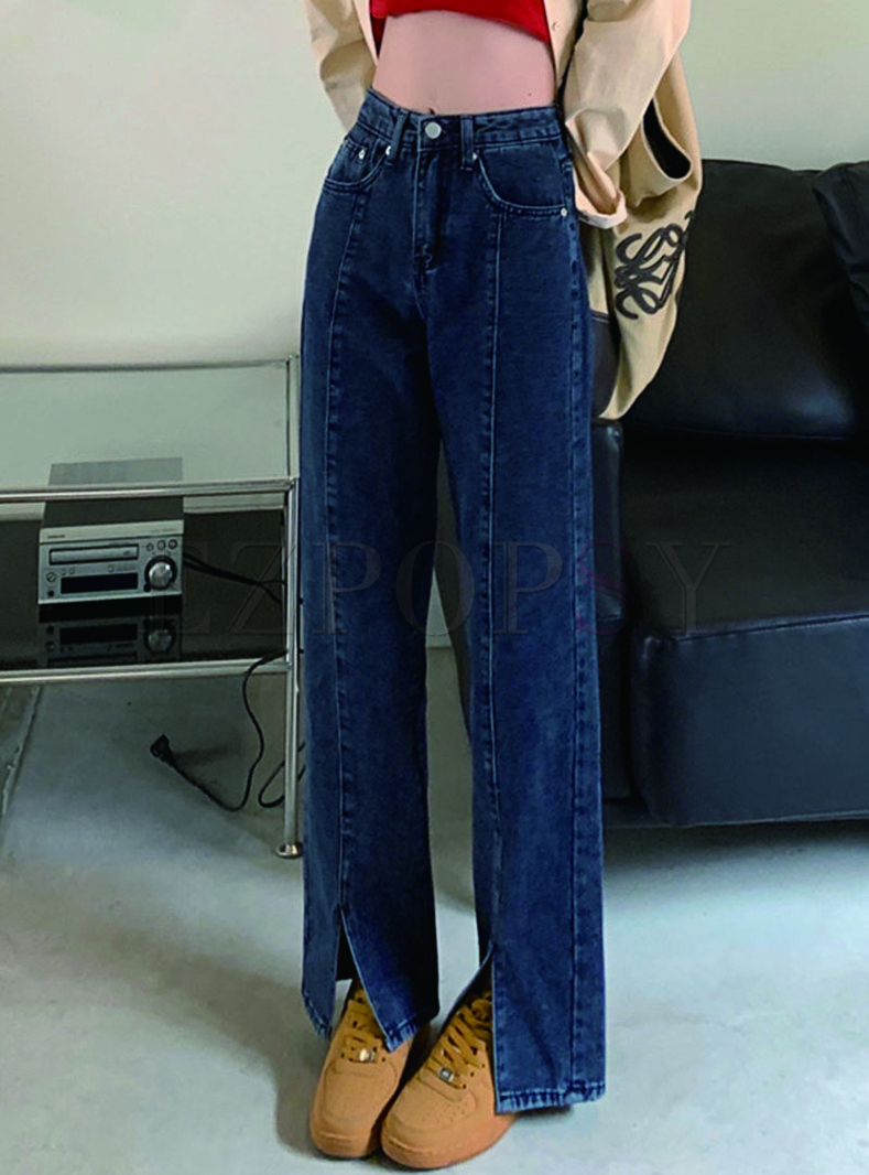 Women Straight Wide Leg Jeans