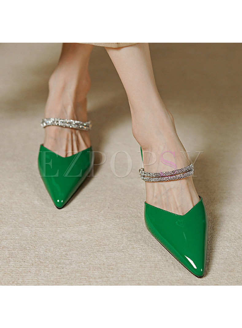 Women Pointed Toe Stiletto Pumps Slingback Mid Heel Evening Prom Sandals
