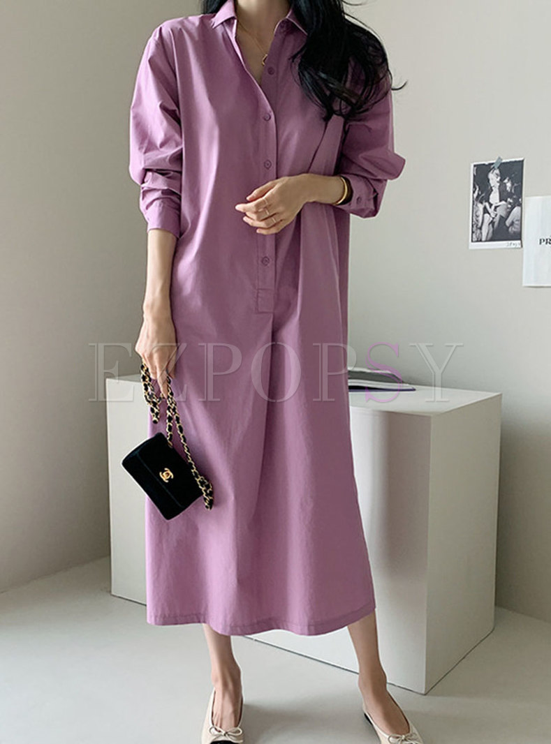 Women Long Sleeve Oversize Casual Blouse Maxi Dress