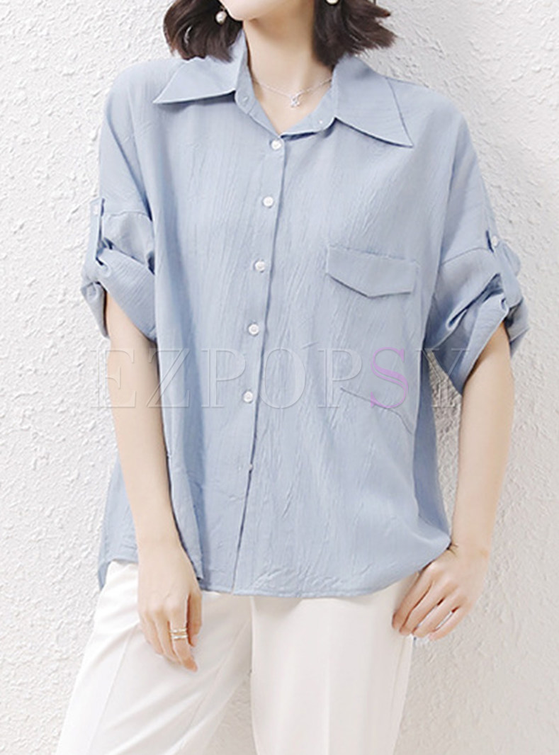 Casual Rolled Sleeve Blouses for Women