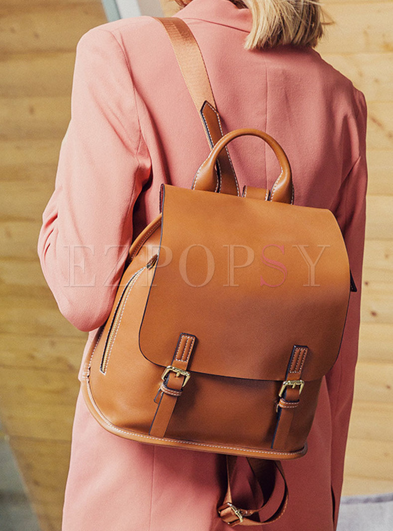 Women Leather Casual Backpack