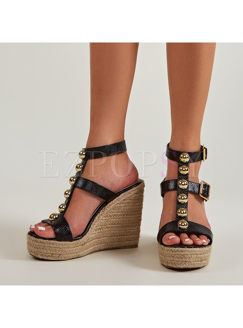 Women Summer Strap High Platform Wedge Sandals