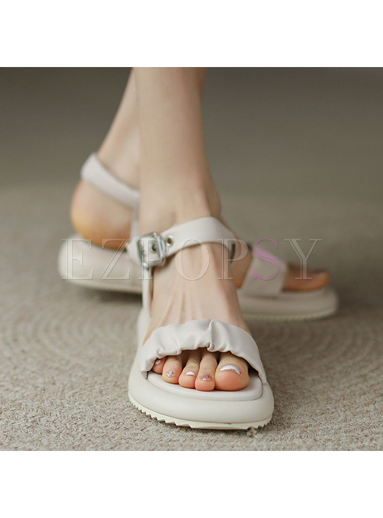 Women's Open Toe Ankle Strap Casual Flatform Sandals