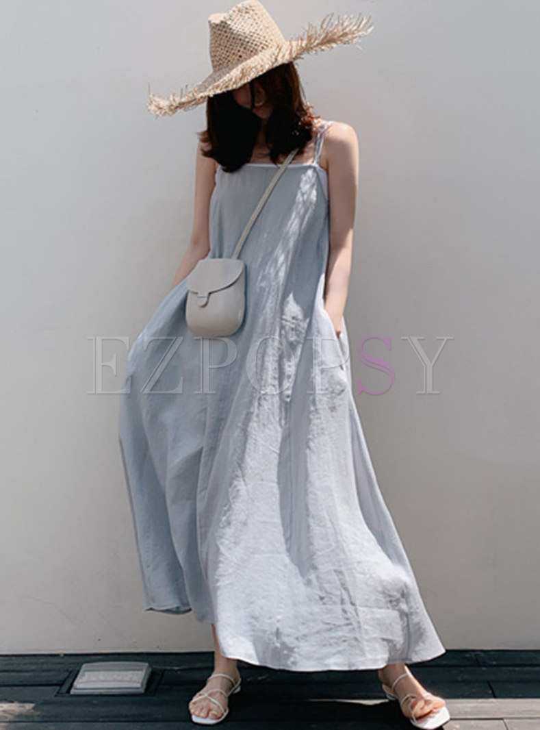 Women Oversize Maxi Linen Dress