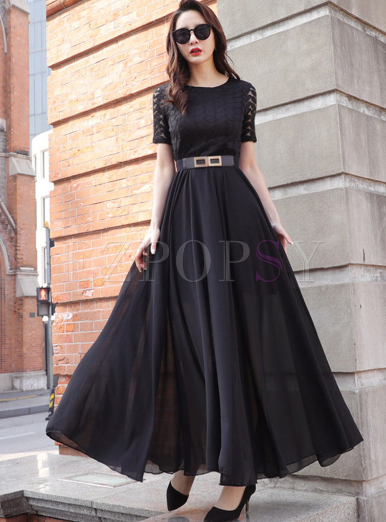 Elegant V-Neck Batwing Sleeve Maxi Dresses