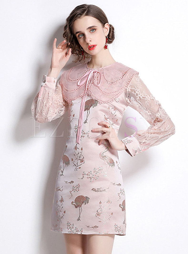 Lace Long Sleeve Short Bodycon Dress