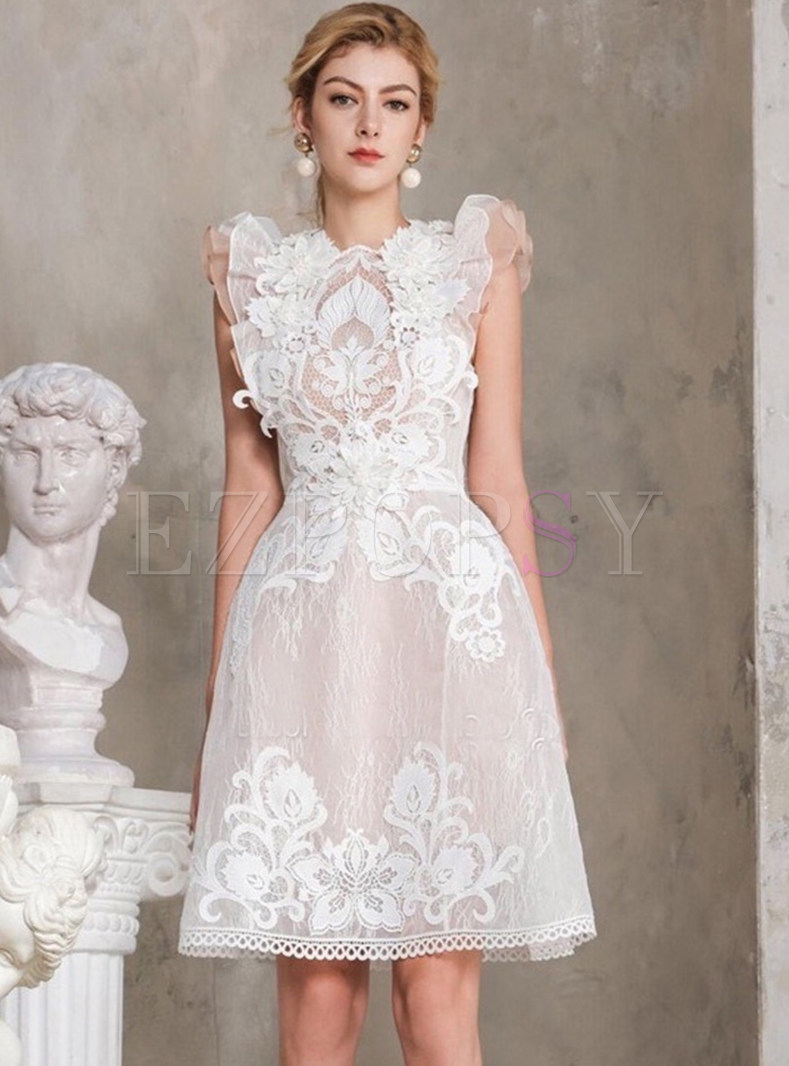 Elegant Lace Openwork Embroidered Party Dresses